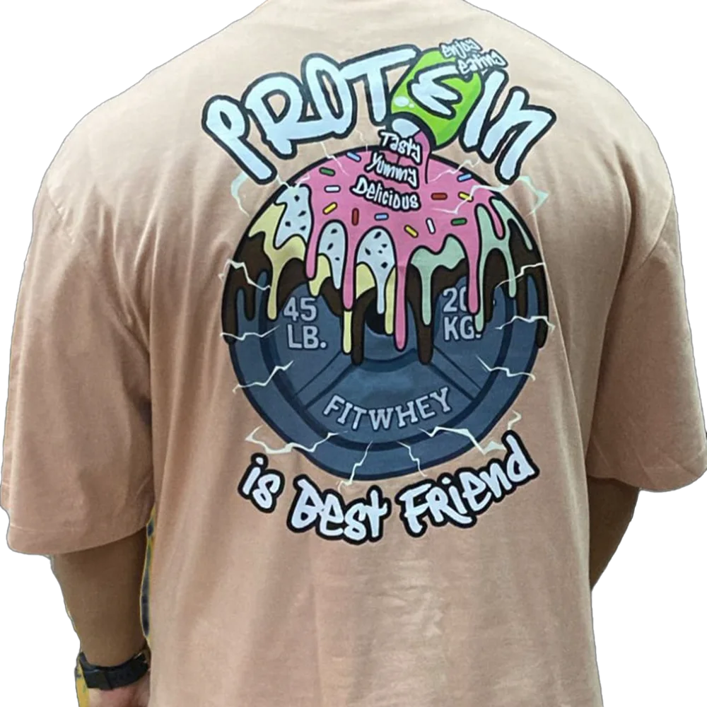 Over Size T-Shirt Protein Best Friend Peach L