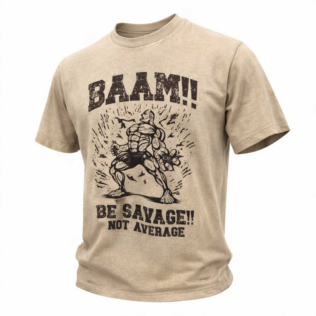 BAAM Savage T-Shirt Sand Acid Washe L