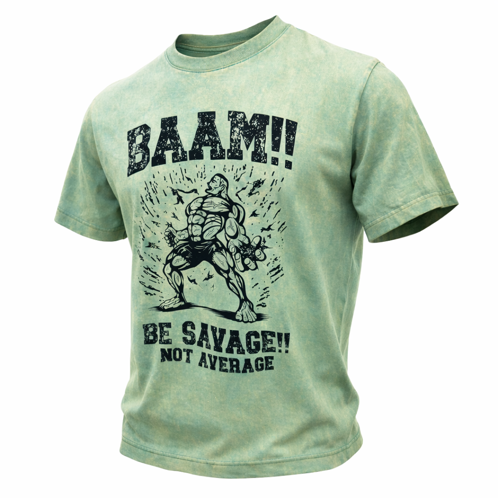 BAAM Savage T-Shirt Green Acid Washed L