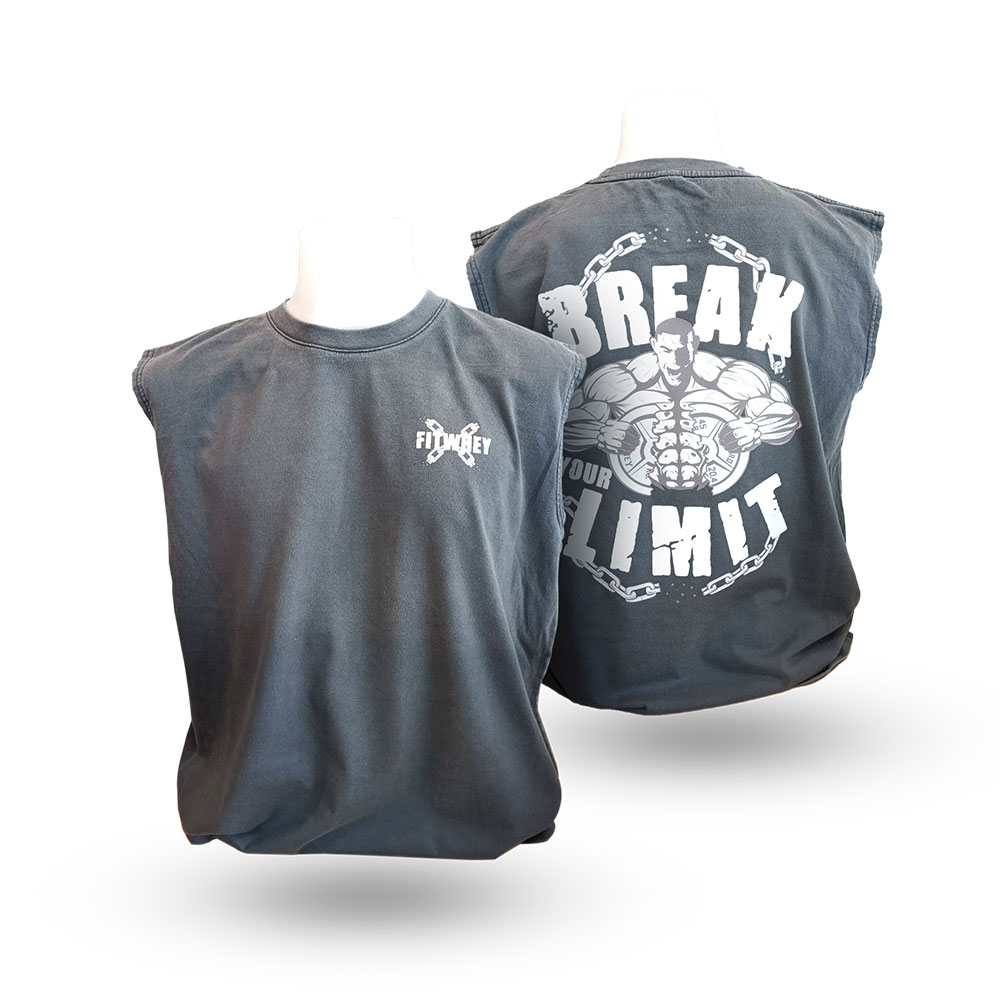 SLEEVELESS - SHIRT BREAK YOUR LIMIT - ACID WASH GREY M