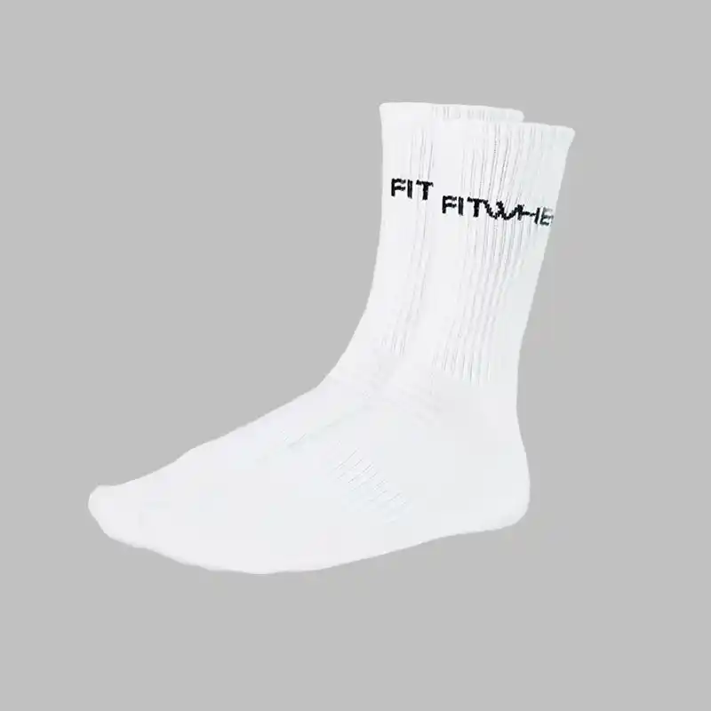 Fitwhey Sock Long - Free size White with black text